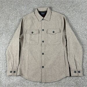 Jeremiah Shirt Jacket Mens Small Beige Flannel Button Up Long Sleeve Shacket